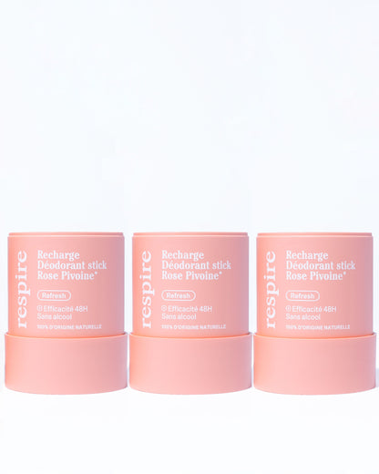 Kit Recharges Déodorant stick Rose Pivoine